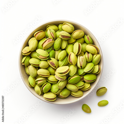Flat lay of pistachio nuts
