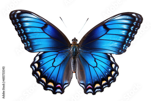 Vakker sommerfugl i nærbildeportrett av hele kroppen, flygende sommerfugl med gjennomsiktig bakgrunn 