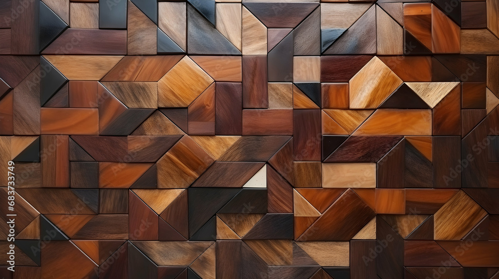 Abstract brown wooden glazed glossy deco glamour mosaic tile wall ...