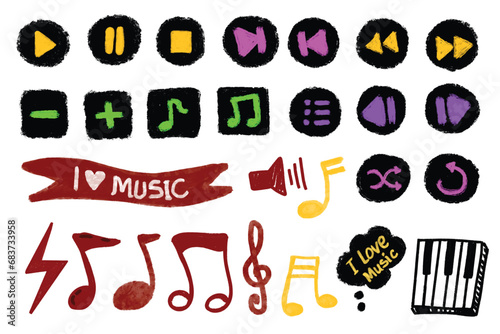 Music Button and Symbol Illustration