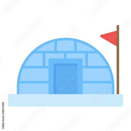 Igloo House Flat Multicolor Icon
