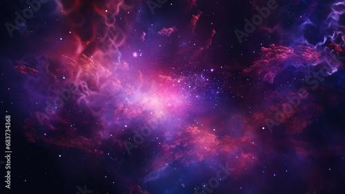 abstract space-themed background with neon particles and celestial elements, portraying a cosmic and futuristic ambiance