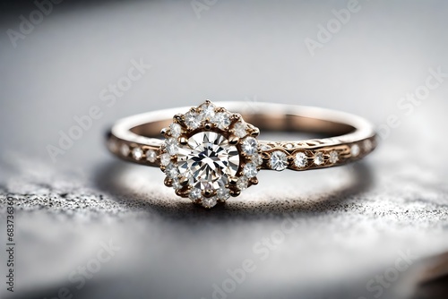 Close up view, A vintage-meets-modern engagement ring with a timeless appeal. 