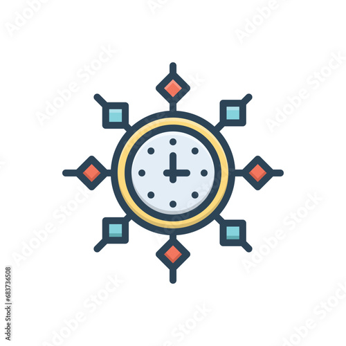 Color illustration icon for clock