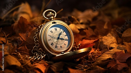 a watch on a pile of leaves