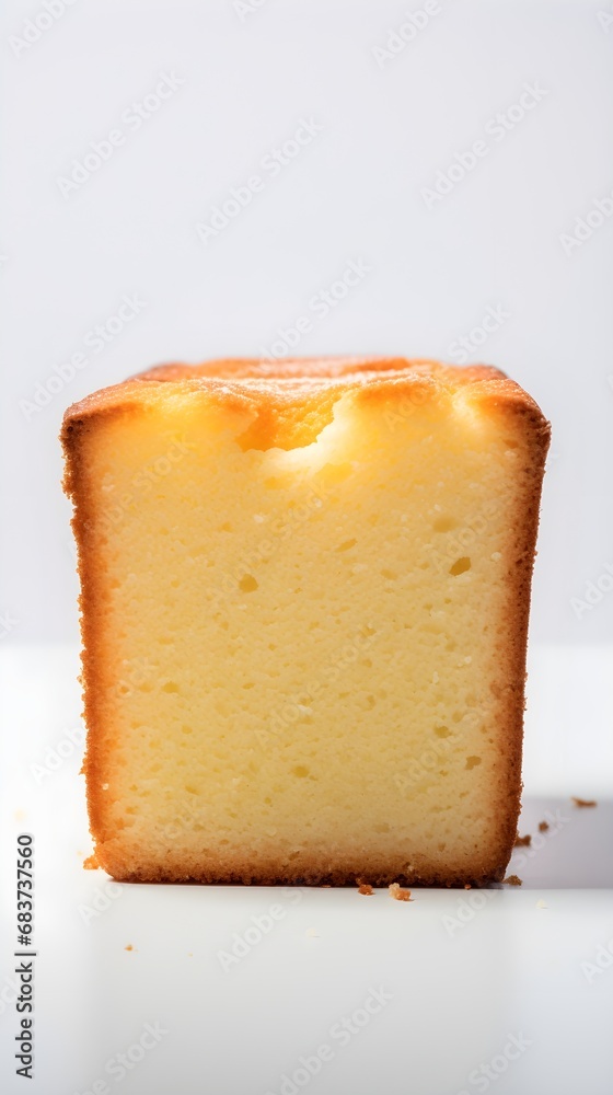 Close-up Portrait of a Pound Cake against white background with space for text, AI generated, background image
