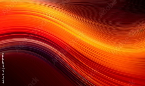Orange, Yellow and Red Colored Stripes form Abstract Neon Background. 3D Render, Generative AI