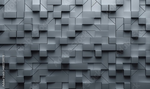 3D, Concrete Mosaic Tiles arranged in the shape of a wall. Polished, Arabesque, Bricks stacked to create a Semigloss block background. 3D Render, Generative AI