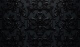 Intricate Dark Ornate Pattern Wallpaper. Black 3D Baroque Background, Generative AI