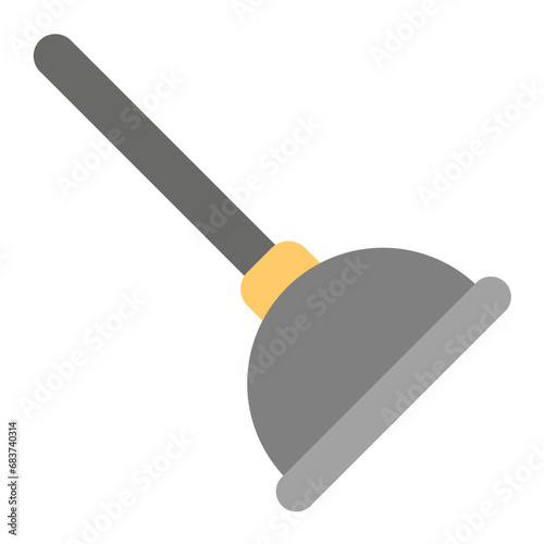 Toilet Plunger Flat Multicolor Icon