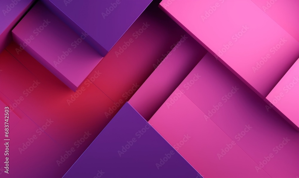 Pink and Purple Tech Background with a Geometric 3D Structure. Clean, Minimal design with Simple Futuristic Forms. 3D Render, Generative AI - obrazy, fototapety, plakaty 