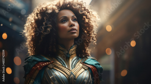 Black female superhero, the strength of a woman, generative AI