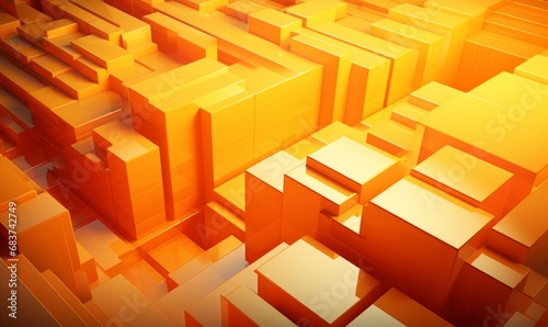 Orange and Yellow, Contemporary Tech Wallpaper. 3D Render, Generative AI