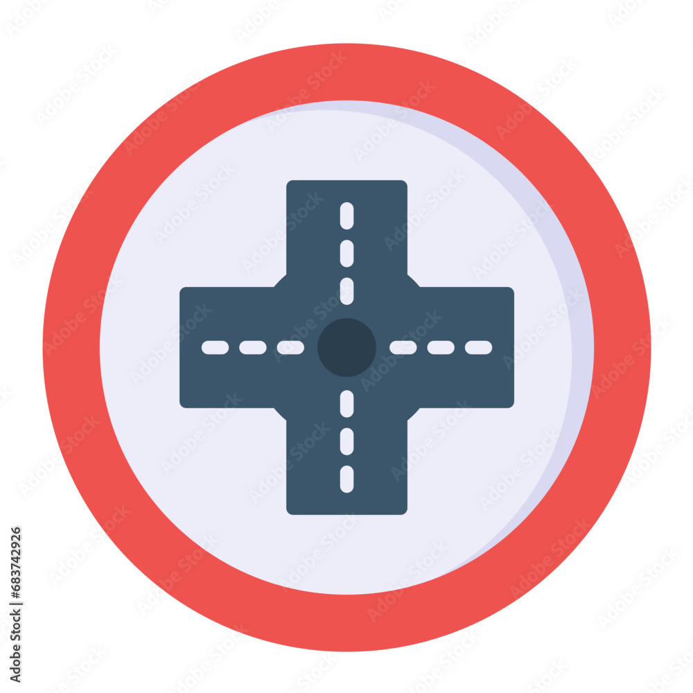 Obraz premium Intersection Flat Multicolor Icon