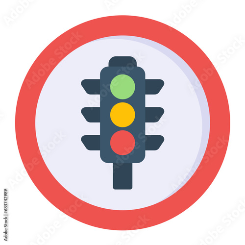 Traffic Lights Flat Multicolor Icon
