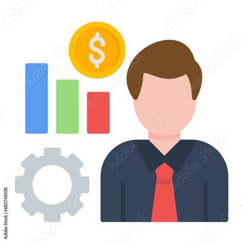 Trader Flat Multicolor Icon