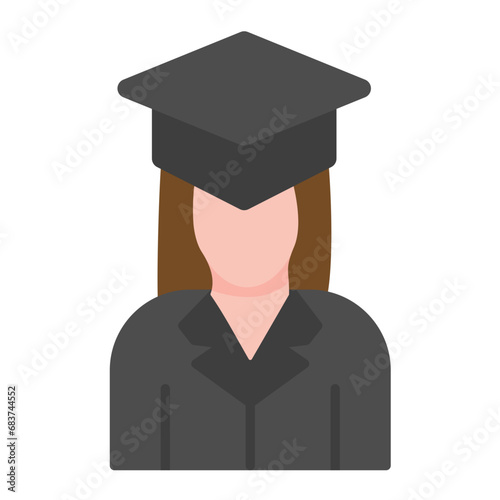 Female Graduate Flat Multicolor Icon