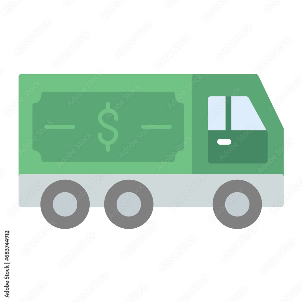 Cash Transfer Vehicle Flat Multicolor Icon