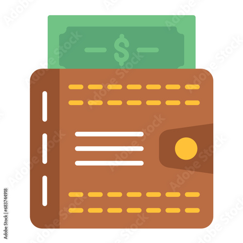 Money in Wallet Flat Multicolor Icon