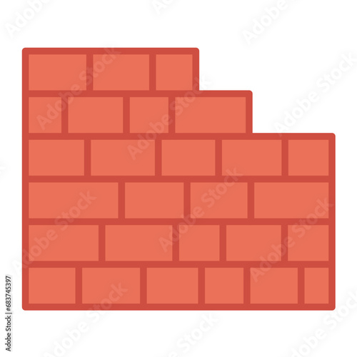 Brick Wall Flat Multicolor Icon © SAMDesigning