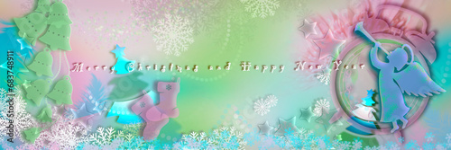 Magical Angel kids Marry Christmas and Happy New Year pastel colourful illustration Artwork background