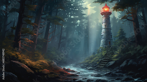 Lighthouse in the forest