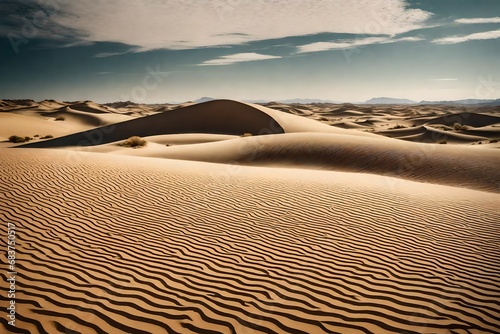 Describe the formation and characteristics of sand dunes in desert landscapes. 