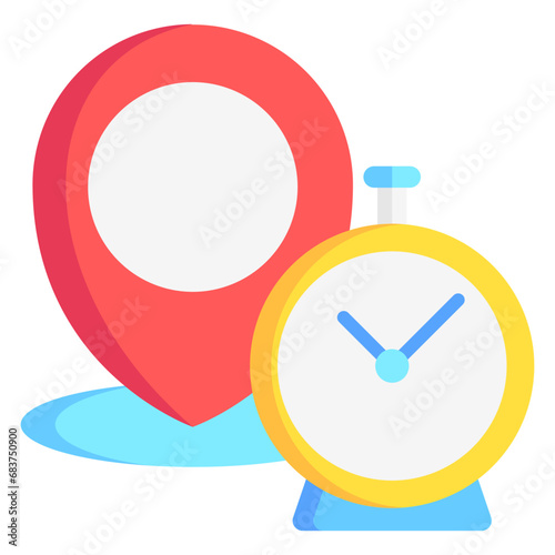 Clock multi color icons, related to transportation, ride sharing theme