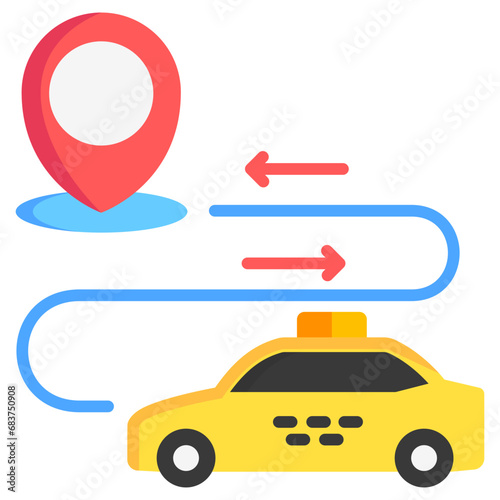 Route multi color icons, related to transportation, ride sharing theme