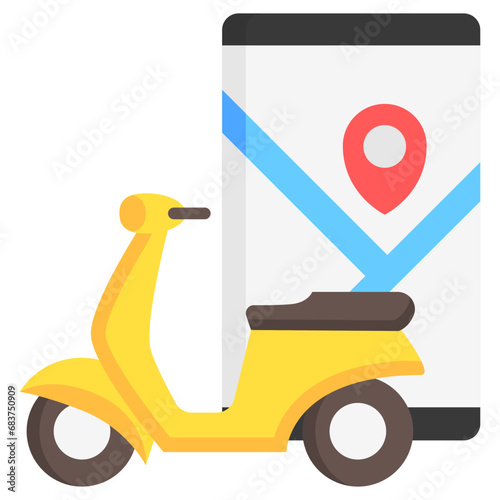 Route multi color icons, related to transportation, ride sharing theme