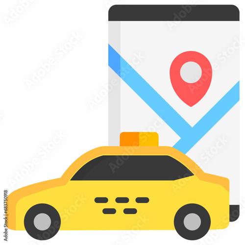 Route multi color icons, related to transportation, ride sharing theme