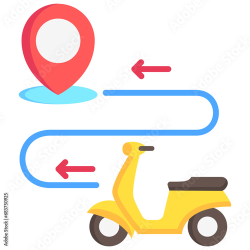Route multi color icons, related to transportation, ride sharing theme