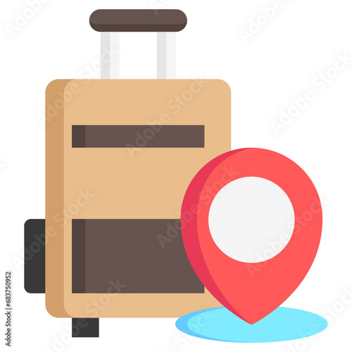 suitcase multi color icons, related to transportation, ride sharing theme