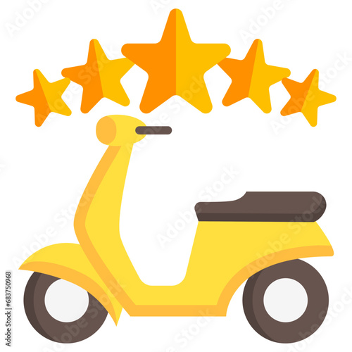 Rating multi color icons, related to transportation, ride sharing theme