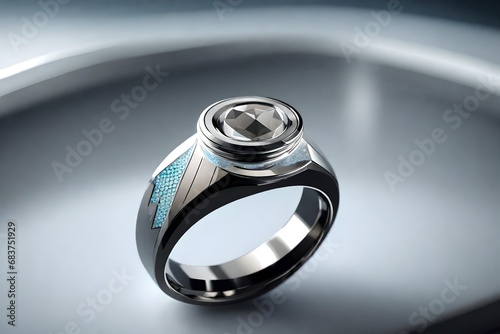 Close up view, A high-tech engagement ring that syncs with your partner's heartbeat. 