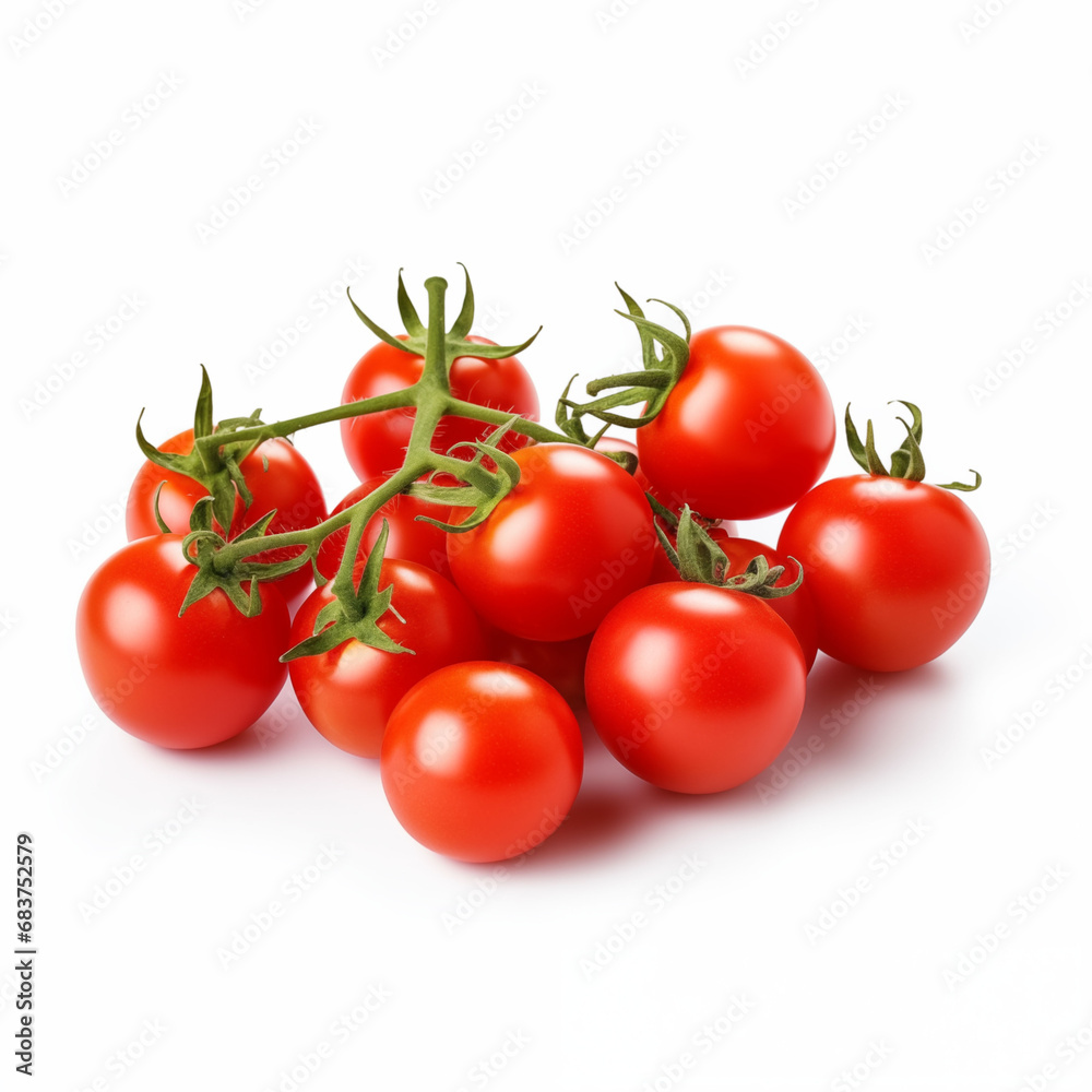 Cherry tomatoes on isolated white background