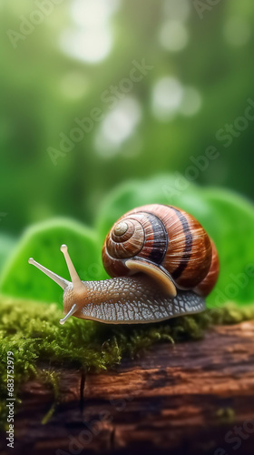 Colorful Tropical Cute A Snail Blurry Background