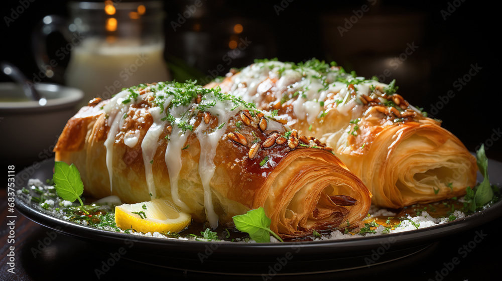 Homemade Gourmet Puff Pastry Wrapped Asparagus Background Selective Focus Homemade Gourmet Puff Pastry Wrapped Asparagus Background Selective Focus