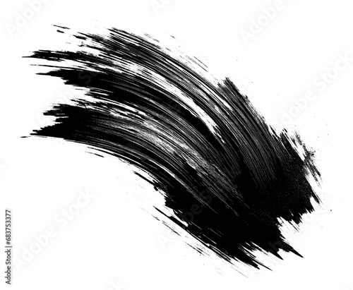 Abstract black grunge brush stroke texture on a transparent background. Artistic concept. Generative AI
