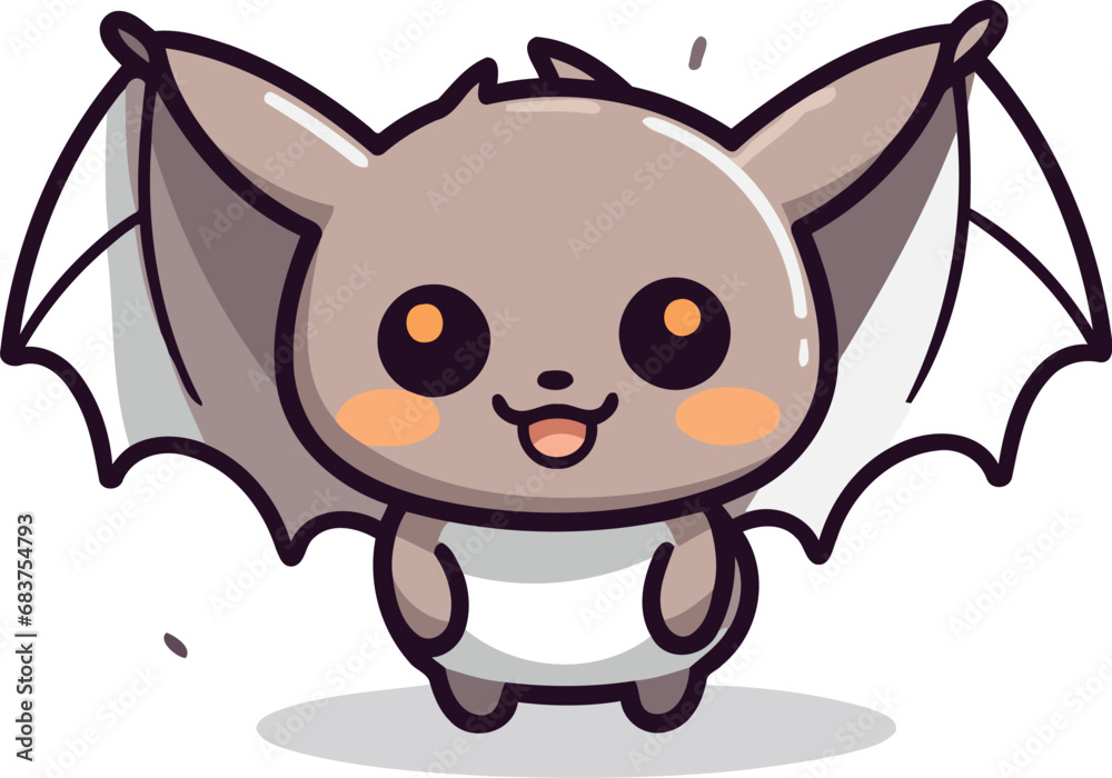 Cute bat cartoon mascot character design vector illustration