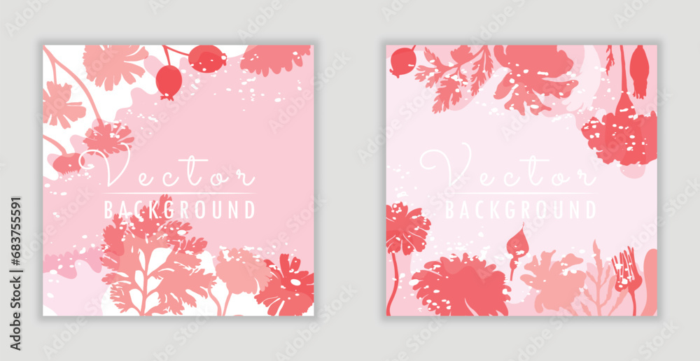Vector minimalistic cards with plant parts