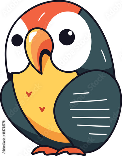 Cute cartoon parrot isolated on white background vector illustration