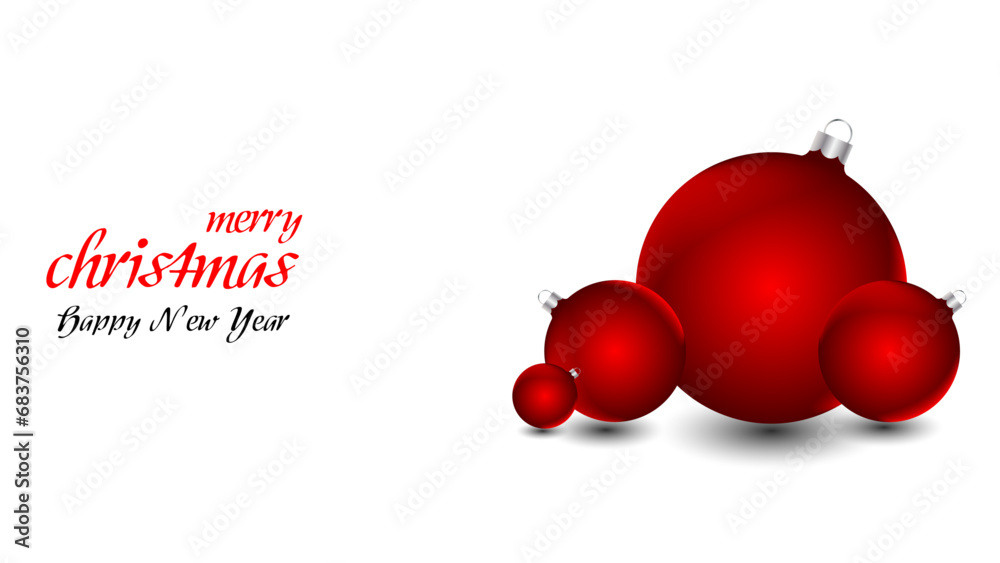 White Christmas and New Year Typographical on red Xmas background with winter landscape with light balls. Merry Christmas card. Vector Illustration White Christmas and New Year Typographical on red Xmas background with winter landscape with light balls. Merry Christmas card. Vector Illustration