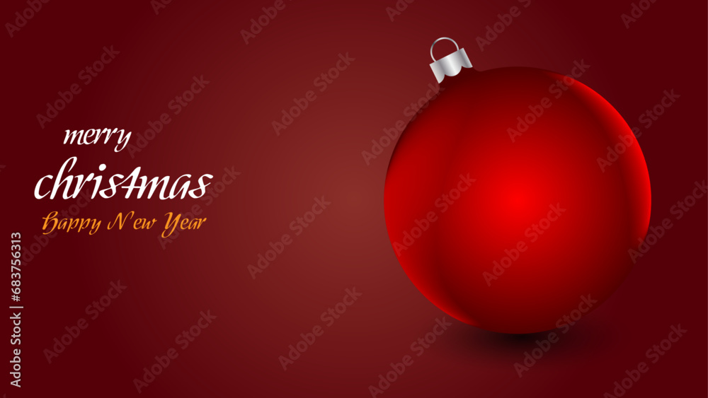 Red christmas banner with light balls. Merry Christmas and Happy New Year greeting banner. Horizontal new year background, headers, posters, cards, website.Vector illustration Red christmas banner with light balls. Merry Christmas and Happy New Year greeting banner. Horizontal new year background, headers, posters, cards, website.Vector illustration