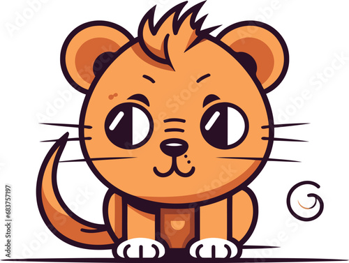 Cute cartoon lion vector illustration isolated on a white background