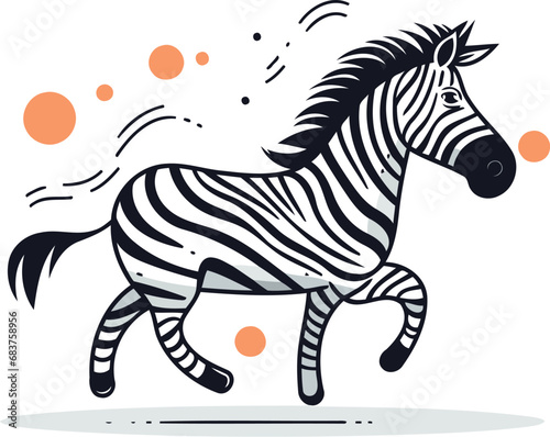 Zebra hand drawn vector illustration doodle style