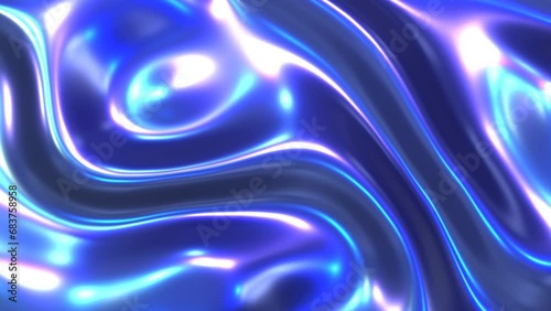 Purple blue shiny wavy metal background, glossy metallic neon colors lustrous texture pattern background animation, shiny 4K video animation.