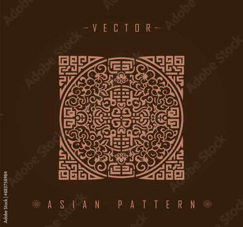 Complex Geometric and Floral Asian Pattern in Traditional Style