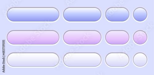 Buttons purple blue collection, interesting navigation panel for website with soft pastel colors.