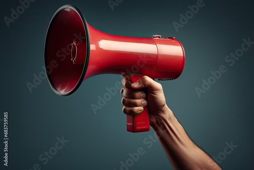 Hand holding megaphone Announcement concept promotion and advertising concept © PinkiePie